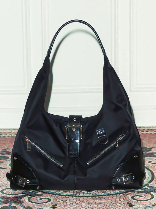 NOT KNOWING Black Moto Hobo Bag NOT KNOWING  DKshop