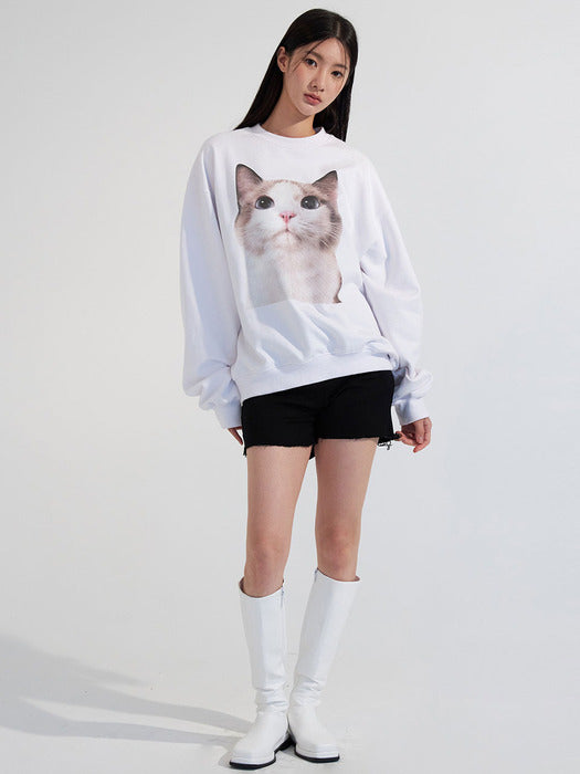 ETRE AU SOMMET No.2 Cat Face Sweatshirt ETRE AU SOMMET  DKshop