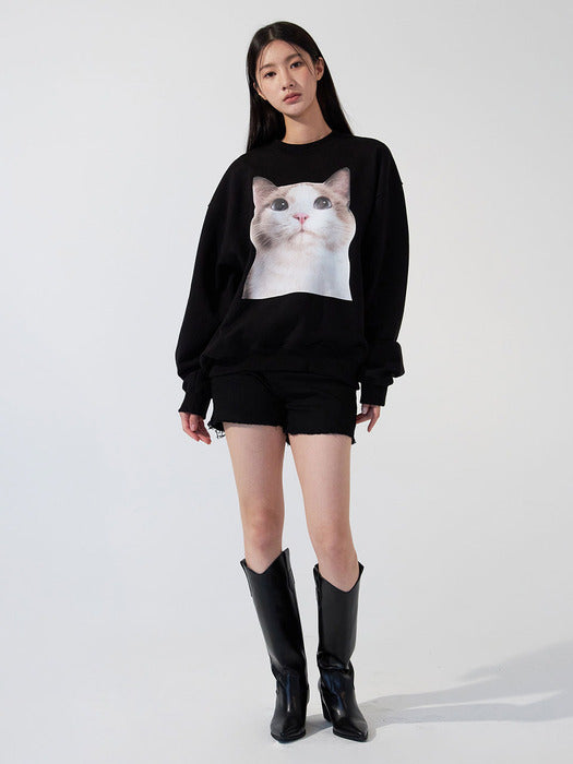 ETRE AU SOMMET No.2 Cat Face Sweatshirt ETRE AU SOMMET  DKshop