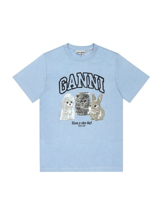 [GANNI] Animal Logo Print Women's Short Sleeve T-Shirt (T4278 570) GANNI  DKshop