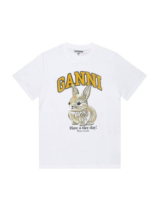 [GANNI] Bunny Logo Print Women's Short Sleeve T-Shirt (T4273 151) GANNI  DKshop