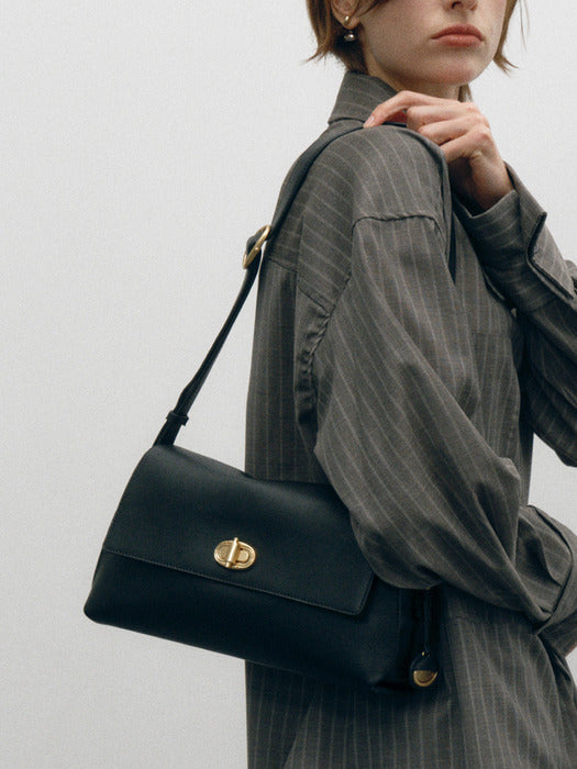 JILLSTUART Black Leather Orb Embellished Shoulder Bag M JILLSTUART  DKshop