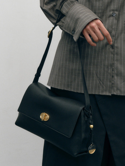 JILLSTUART Black Leather Orb Embellished Shoulder Bag M JILLSTUART  DKshop