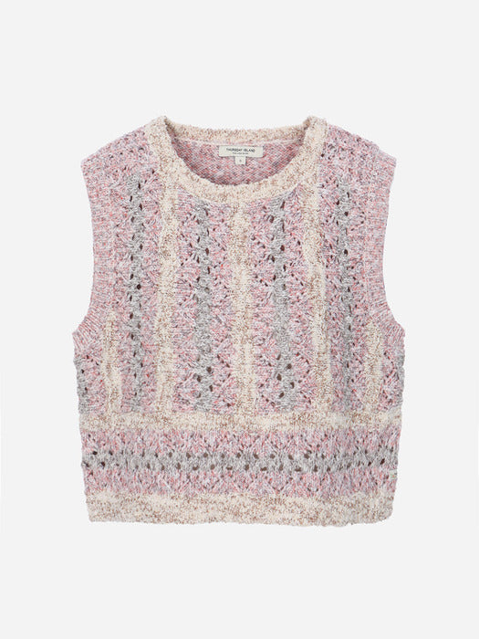 [KiiiKiii PICK] Thursday Island Round Neck Crochet Knit Vest Thursday Island  DKshop