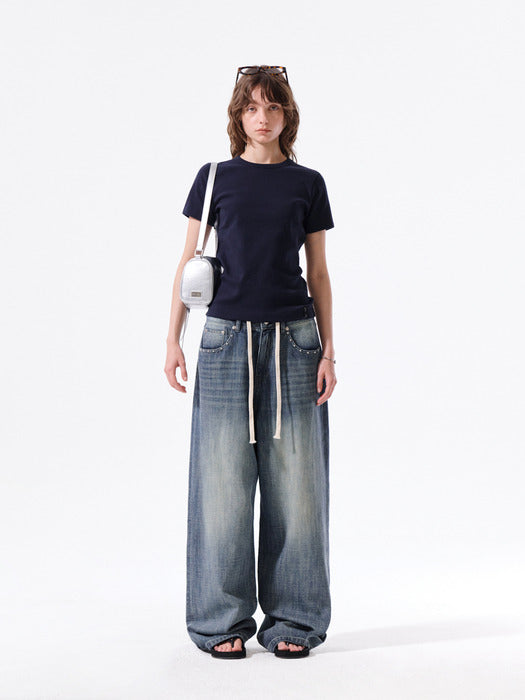 Matin Kim STUD POINT DENIM PANTS Matin Kim  DKshop