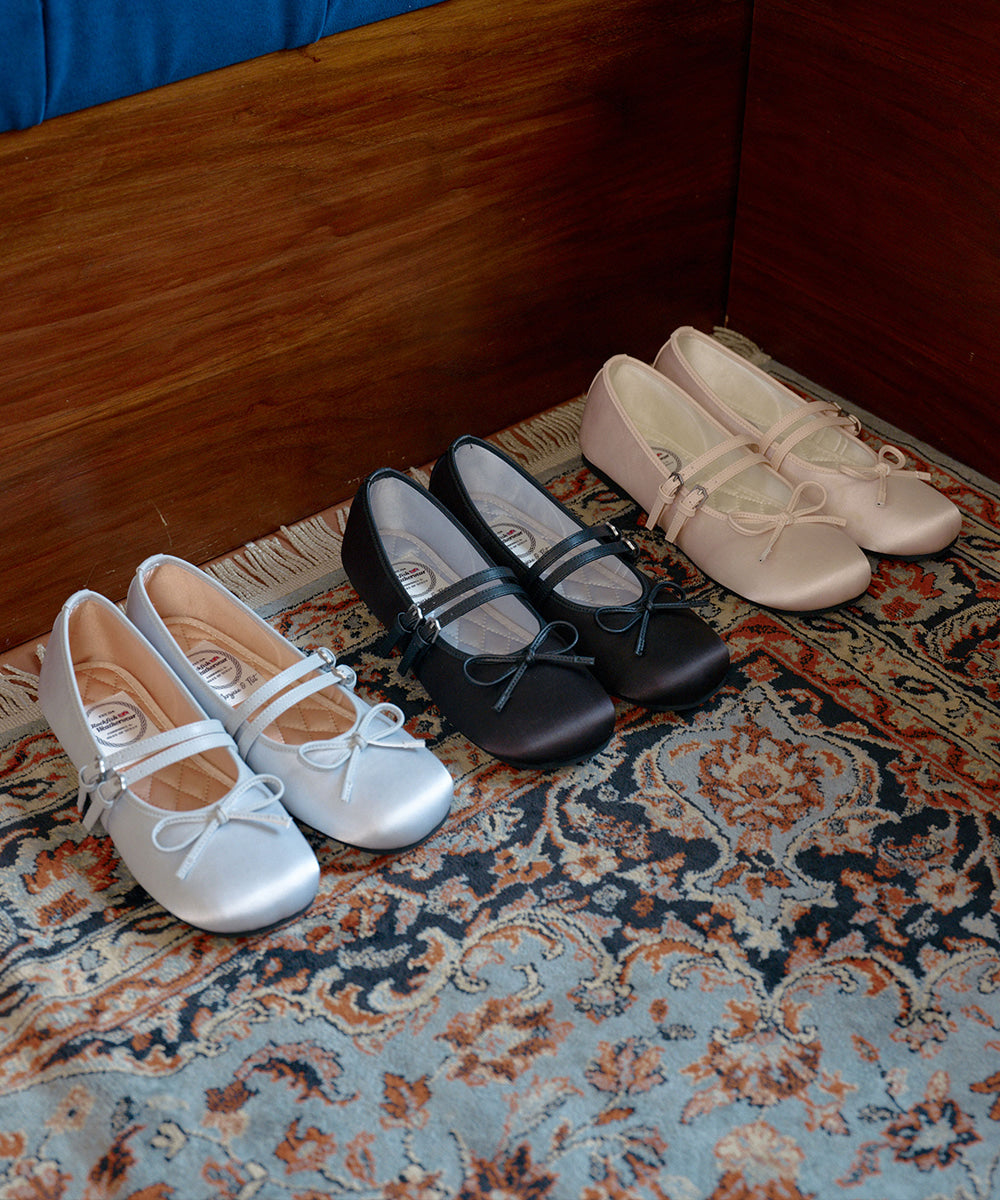 [Rockfish Weatherwear] SQUARE TOE TWO STRAP MARYJANES(SATIN) Rockfish Weatherwear  DKshop