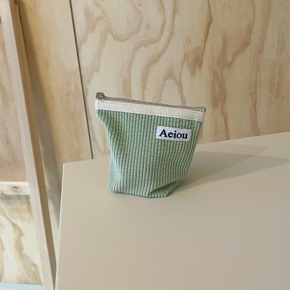 Aeiou Basic Pouch (M size) Pistachio Cream Corduroy Aeiou  DKshop
