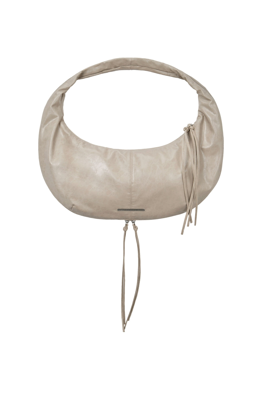 TREEMINGBIRD Zipper Finishing Leather Hobo Bag (Beige)