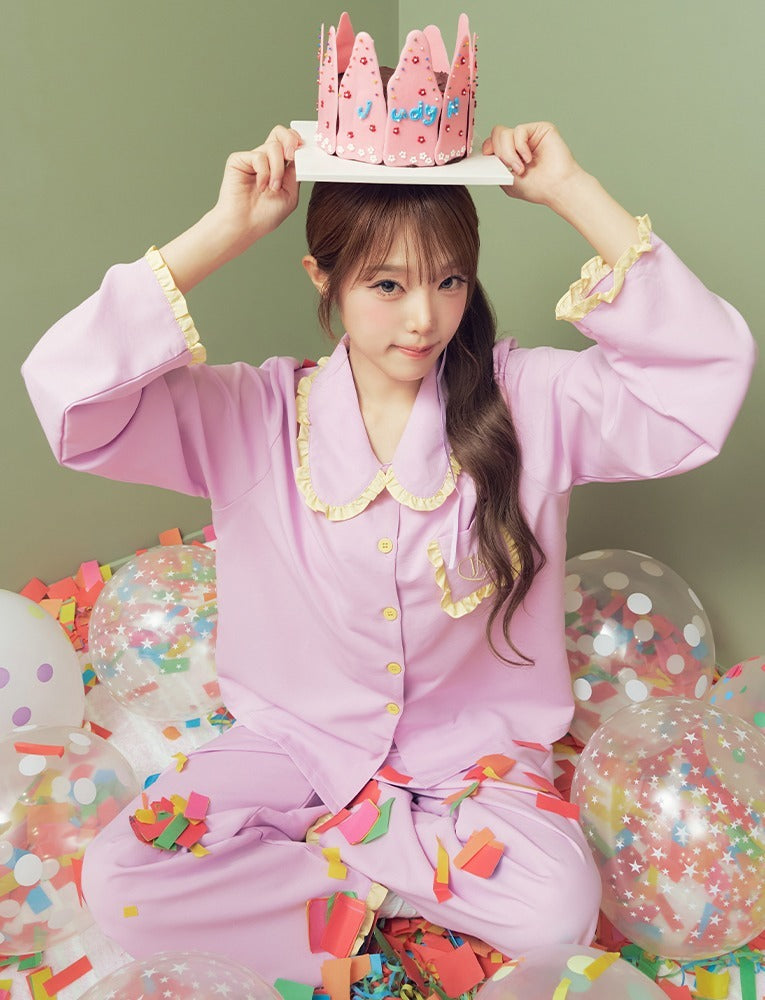 Judy N Frill Collar Sweet Long Sleeve Pajama Set (CHOI YENA Wear) Judy N  DKshop