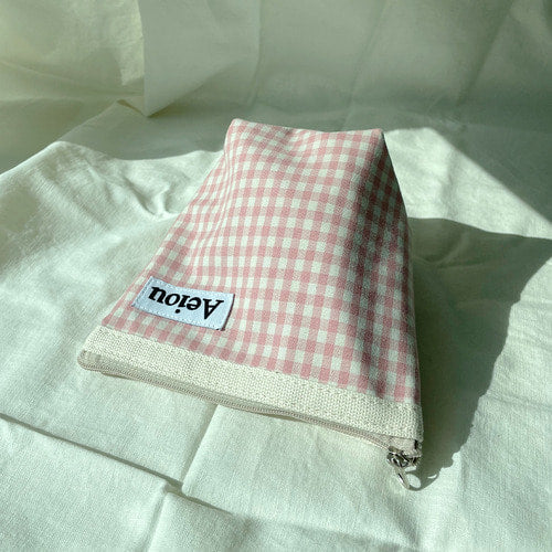 Aeiou Basic Pouch (M size) Cherry Blossom Check Aeiou  DKshop