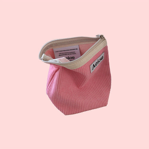 Aeiou Basic Pouch (M size) Flamingo Pink Corduroy Aeiou  DKshop