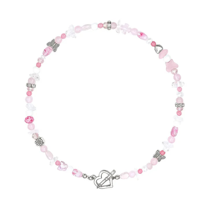 VVV High-Teen Pink Beaded Heart Toggle Necklace (Stray Kids Seungmin WEAR) VVV  DKshop