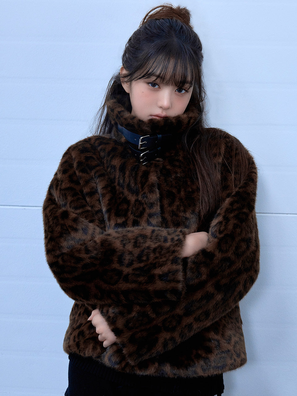 rolarola LEOPARD COLLAR FUR JACKET (Jang Wonyoung Wear) rolarola  DKshop