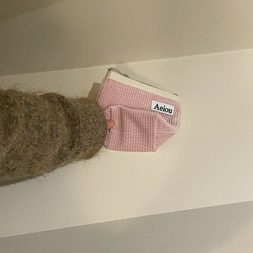 Aeiou Basic Pouch (M size) Strawberry Cream Corduroy Aeiou  DKshop