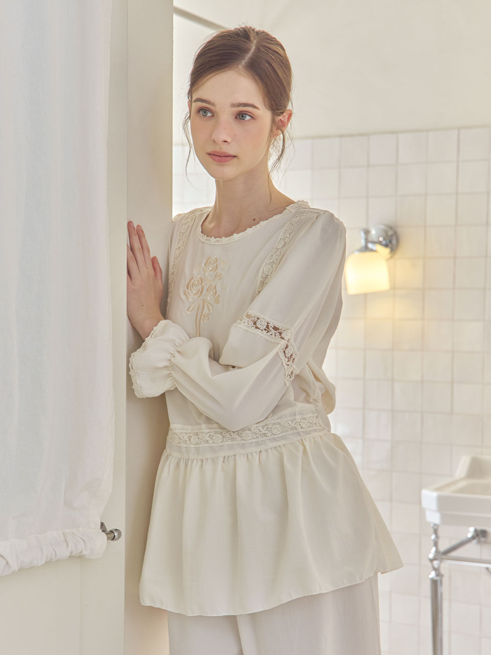 LUNALUZ WOMEN_Avy sandwashing Premium Embroidered Set LUNALUZ  DKshop