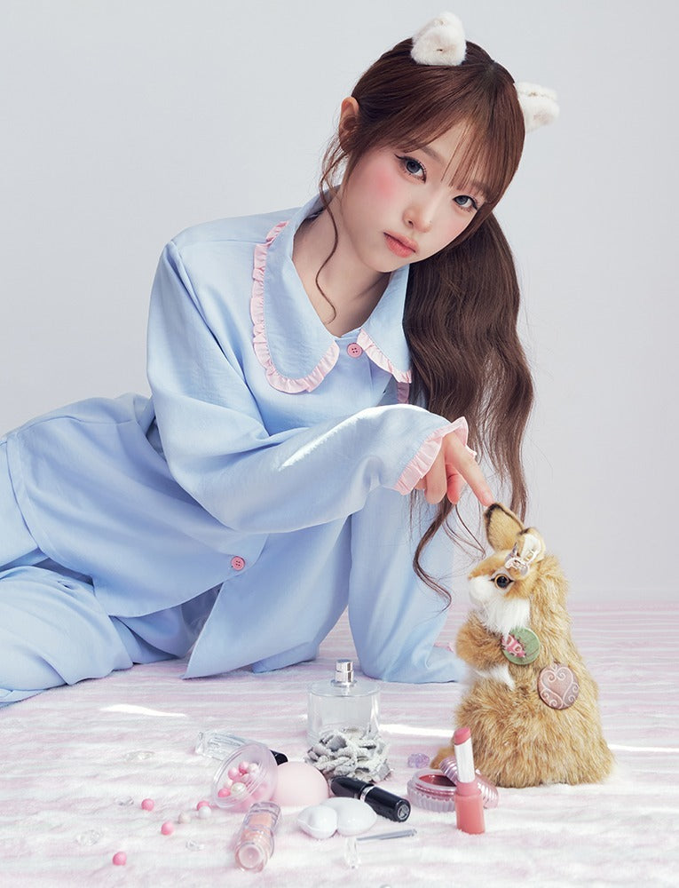 Judy N Frill Collar Cotton Candy Long Sleeve Pajama Set (CHOI YENA Wear) Judy N  DKshop