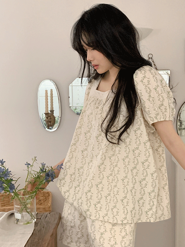JUUNEEDU J'eu Cosette Flower Short-Sleeve Pajama Set – 2 Colors JUUNEEDU  DKshop