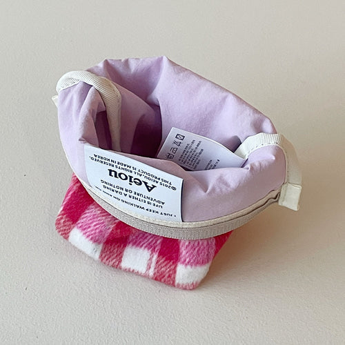 Aeiou Basic Pouch (M size) Carpet Red Pink Check Aeiou  DKshop