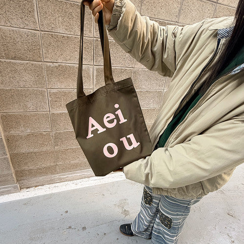 Aeiou Logo Bag (Cotton 100%) Pink Muhly Grass Aeiou  DKshop