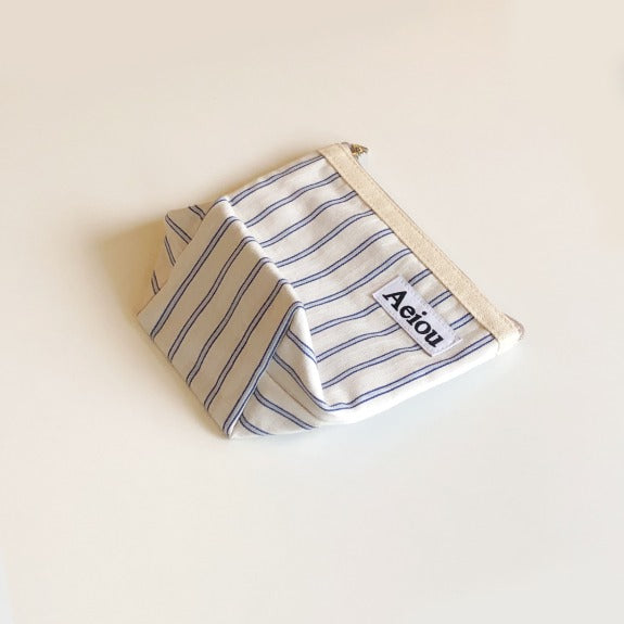Aeiou Basic Pouch (M size) Cotton Blue Line Aeiou  DKshop