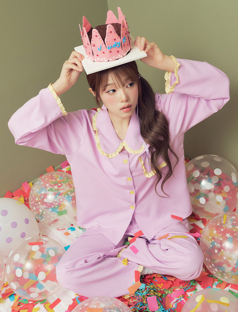 Judy N Frill Collar Sweet Long Sleeve Pajama Set (CHOI YENA Wear) Judy N  DKshop