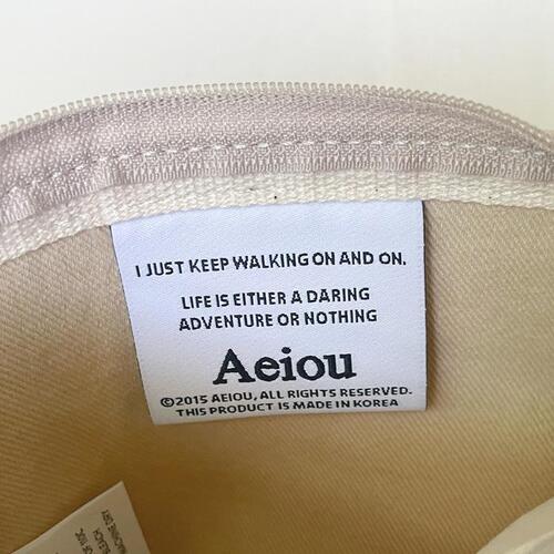Aeiou Basic Pouch (M size) Stripe Attic Brown Aeiou  DKshop