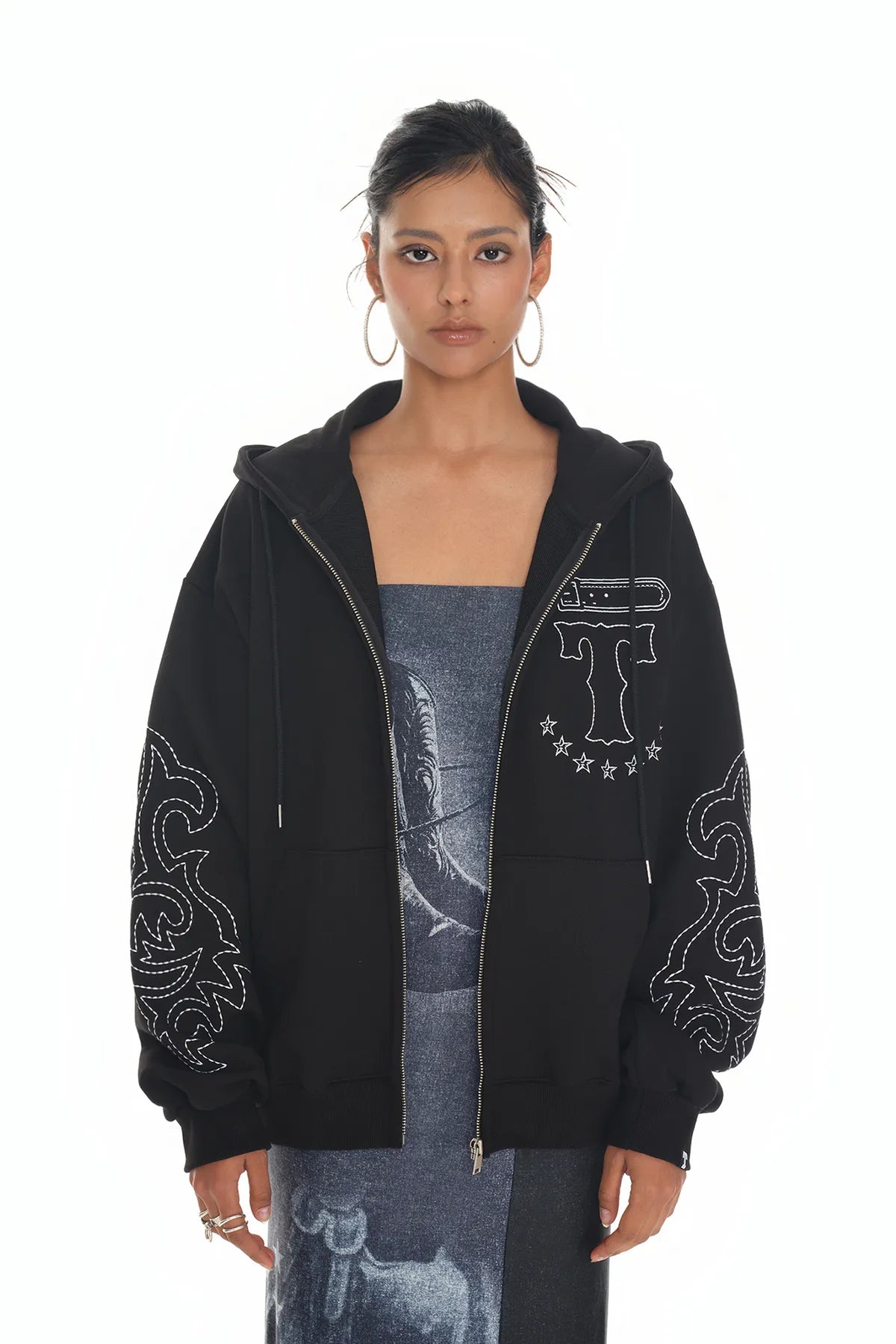 toomuchtax WESTERN STITCH ZIP-UP HOODIE (TWICE JIHYO WEAR) toomuchtax  DKshop