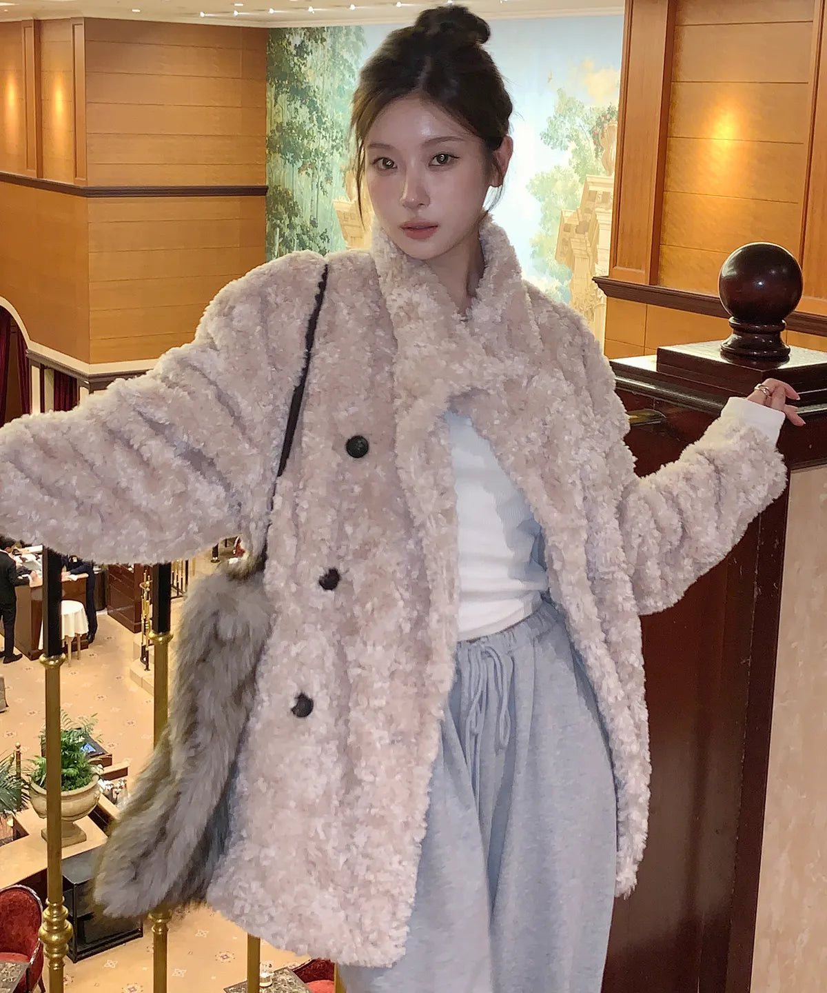 [Letter From moon] Siphone Double Button Fur Jacket (izna Bang Jeemin wear) LETTER FROM MOON  DKshop