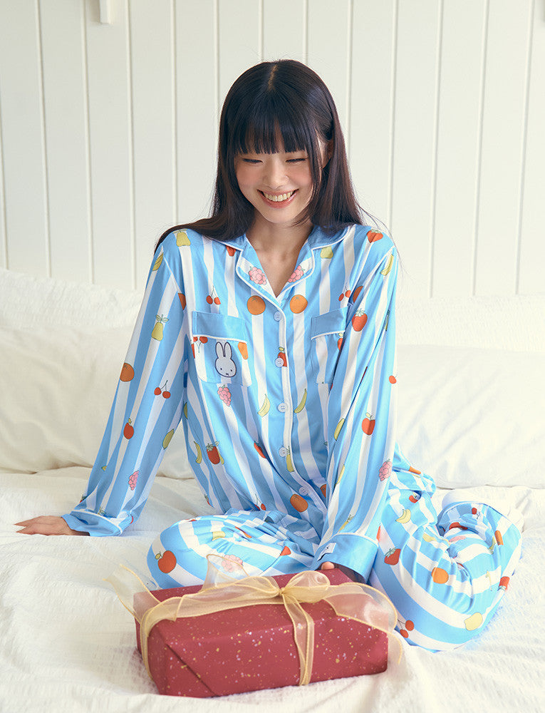 [Judy N X MIFFY] Miffy Big Fruits Peach Fleece Long Sleeve Pajama Set Judy N  DKshop