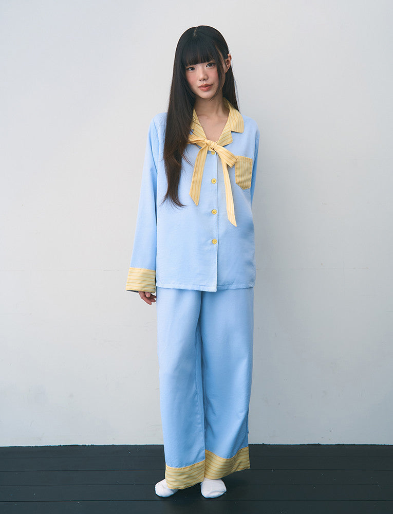 Judy N Ribbon Collar Darling Long Sleeve Pajama Set (CHOI YENA Wear) Judy N  DKshop