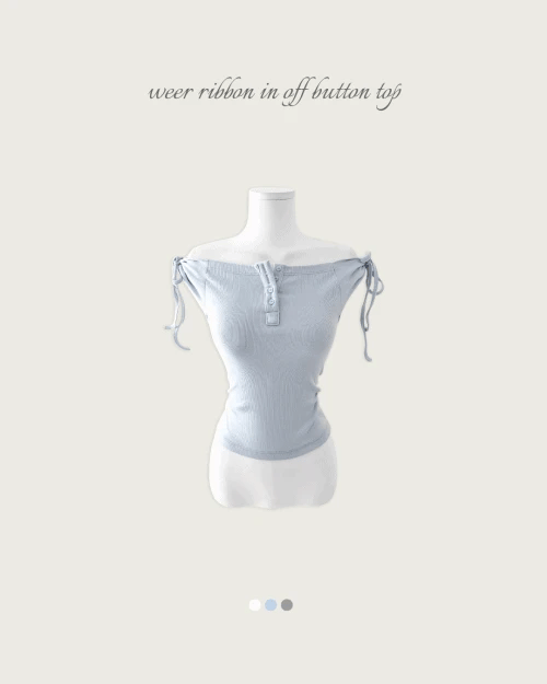CLOUDEMOTION Wear Ribbon In-Off Button Top CLOUDEMOTION  DKshop