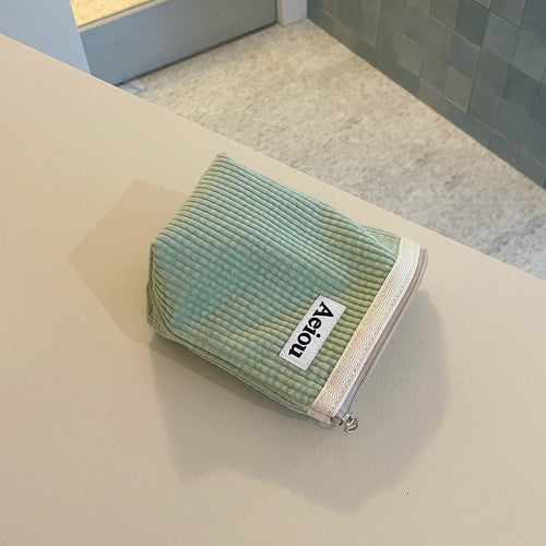 Aeiou Basic Pouch (M size) Pistachio Cream Corduroy Aeiou  DKshop