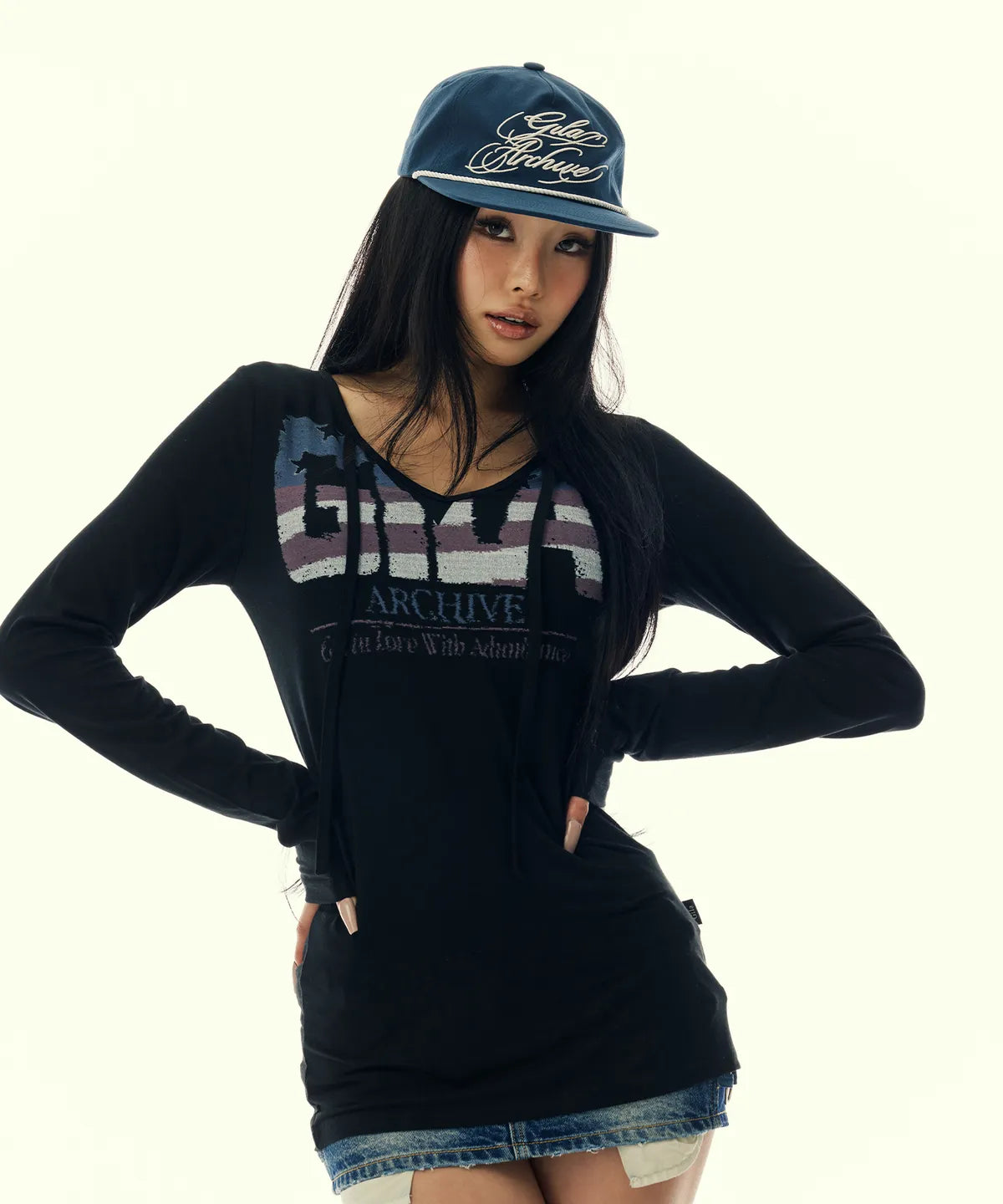 Gila Archive USA LOGO V NECK LONG SLEEVE Gila Archive  DKshop