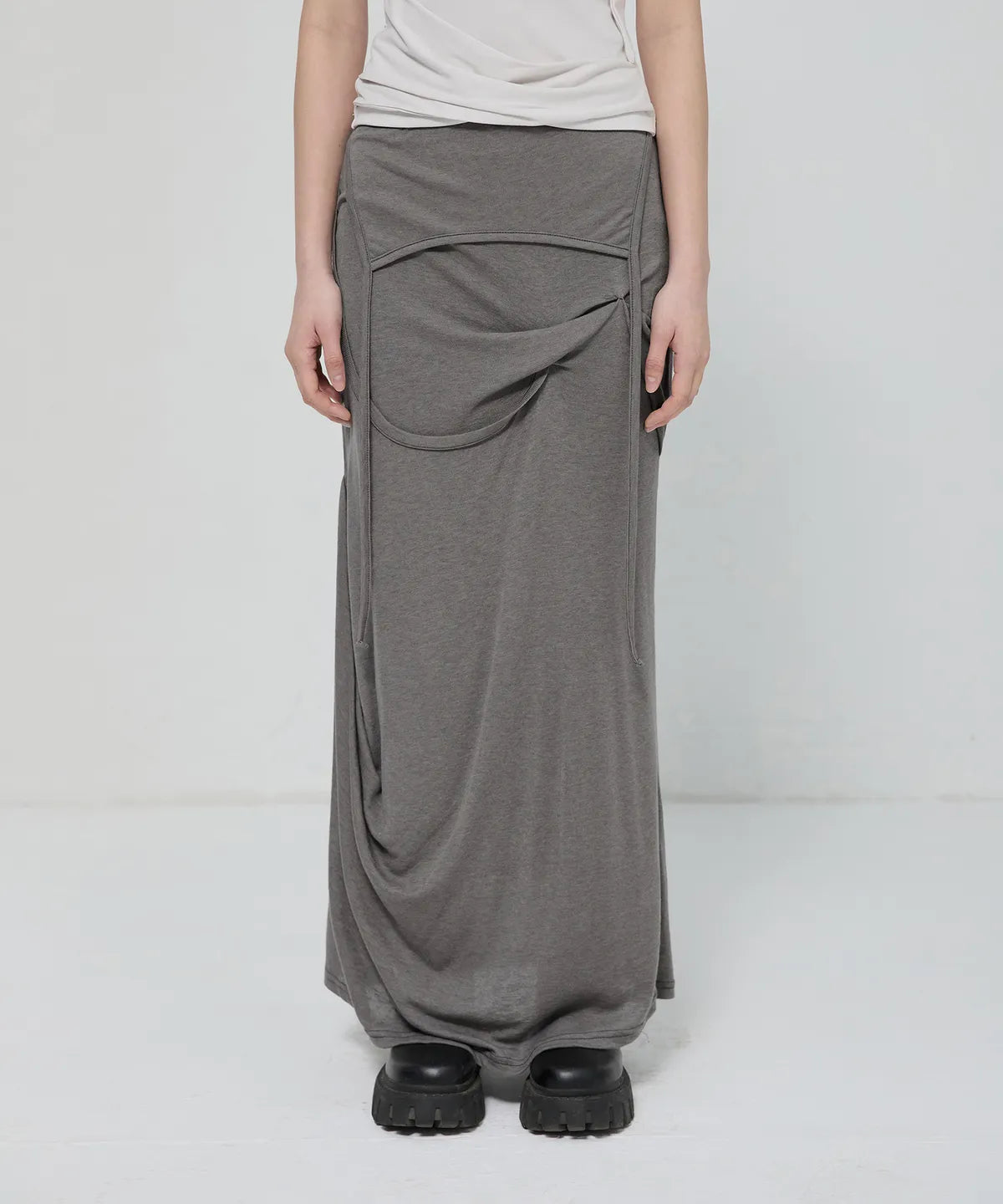 FLARE UP Asymmetrical Draped Long Skirt 3 colors FLARE UP  DKshop