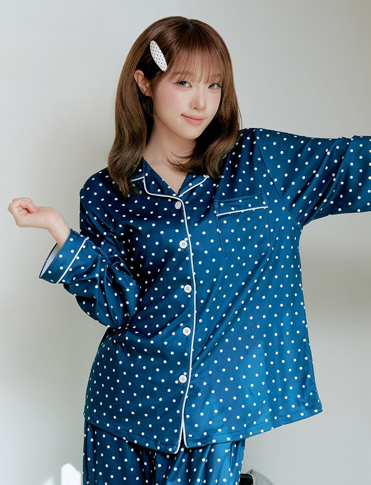 Judy N Berry Dotty Peach Fleece-Lined Long Sleeve Pajama Set (CHOI YENA Wear) Judy N  DKshop