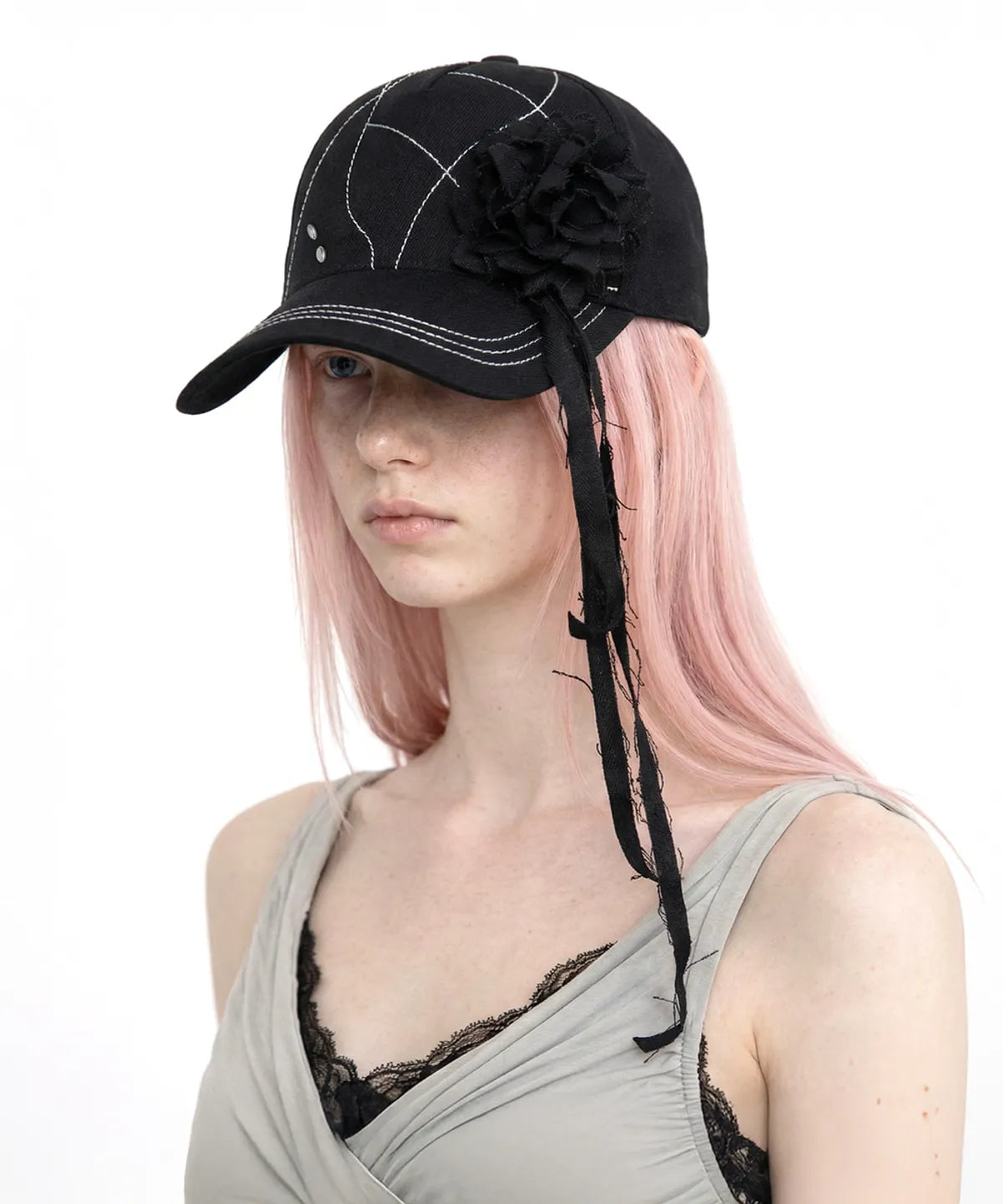 [ANDAASH] Stitch line corsage ball cap (IVE Jang Wonyoung Wear) ANDAASH  DKshop