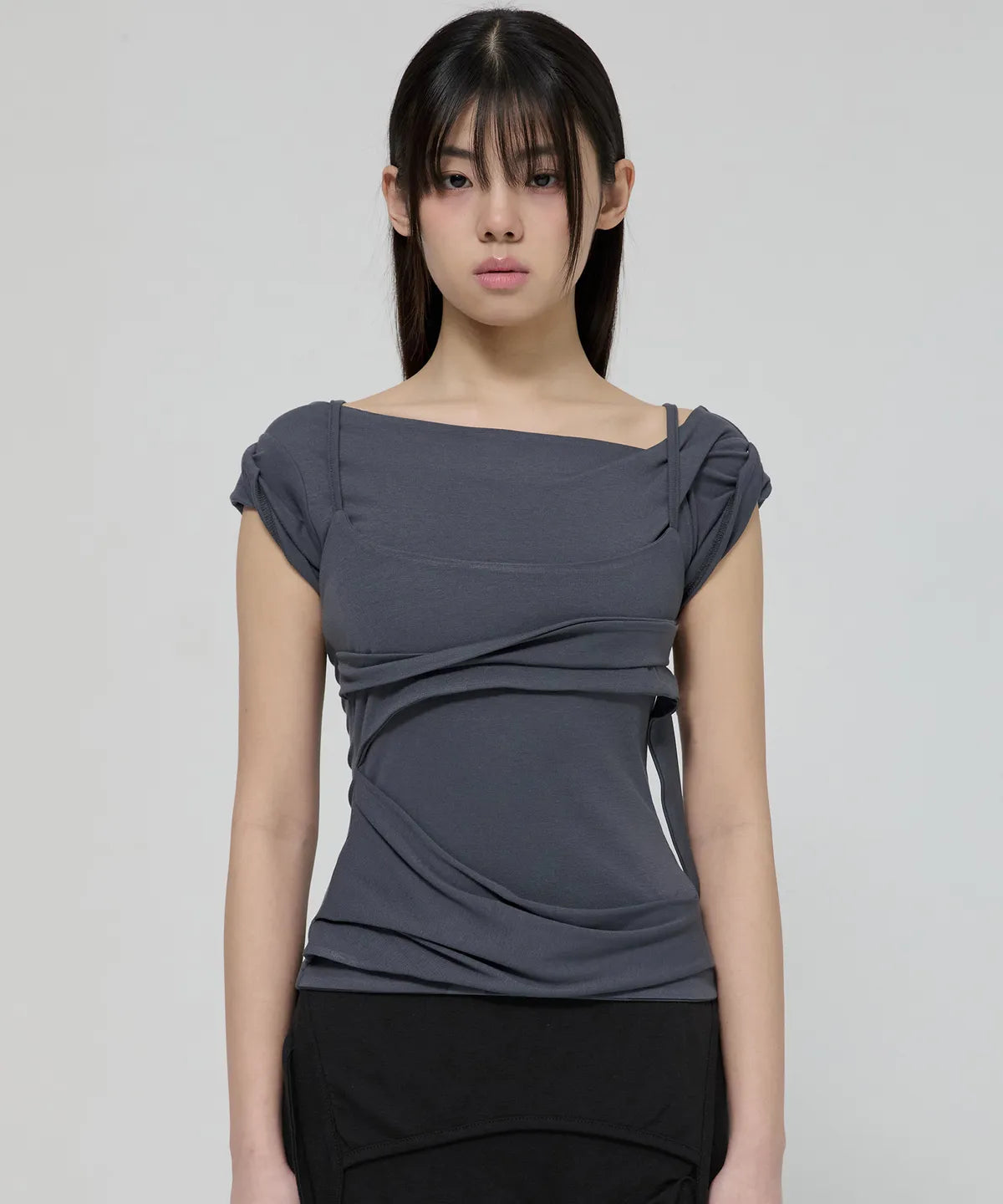 FLARE UP Layered Bustier T-Shirt 4 colors FLARE UP  DKshop