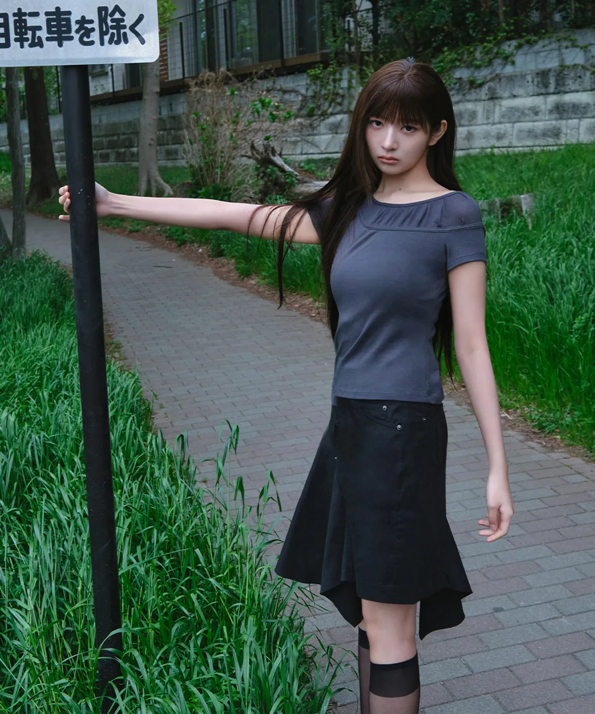 [IVE REI PICK] Miseki SEOUL One side draped midi skirt Miseki SEOUL  DKshop