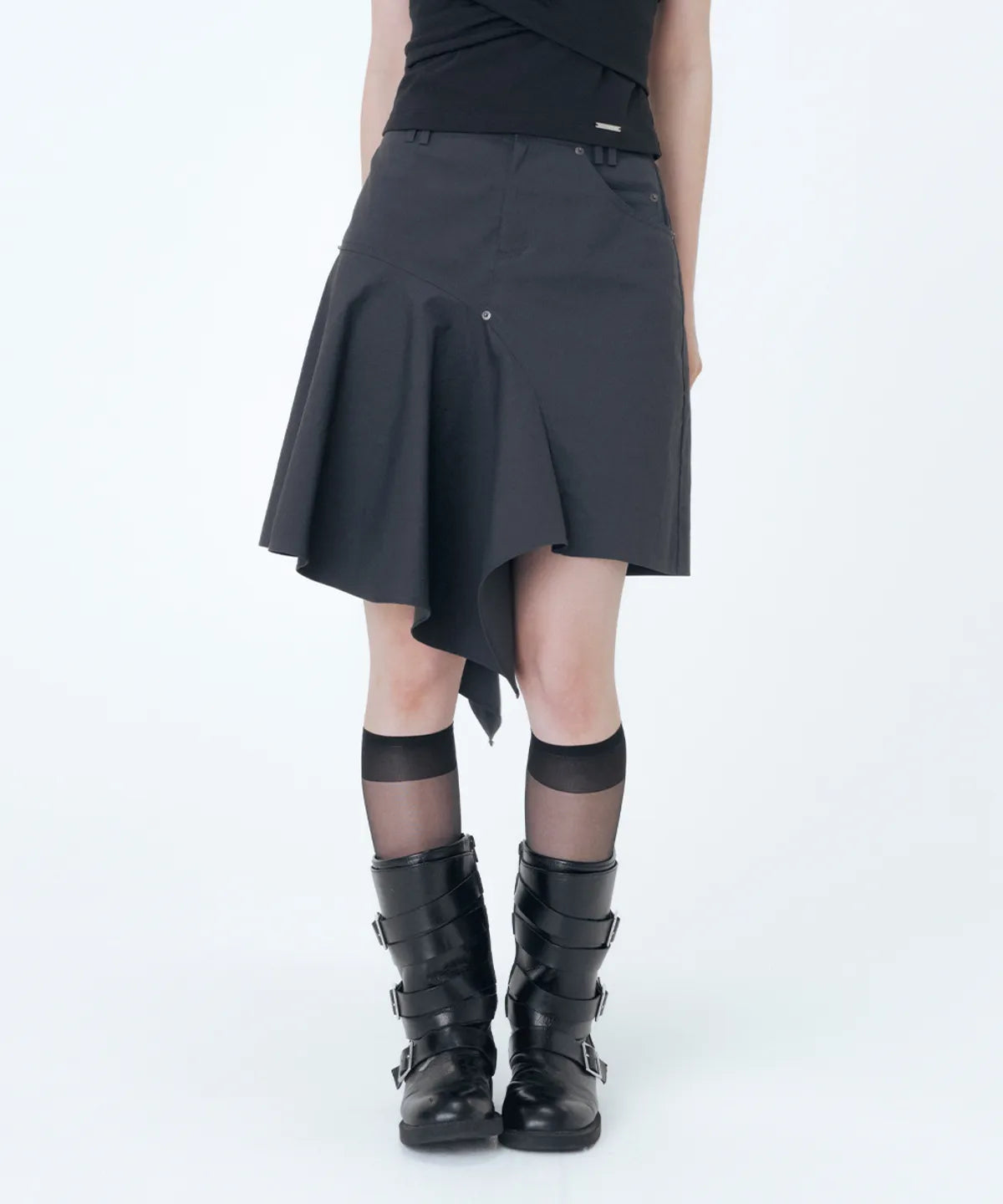 [IVE REI PICK] Miseki SEOUL One side draped midi skirt Miseki SEOUL  DKshop