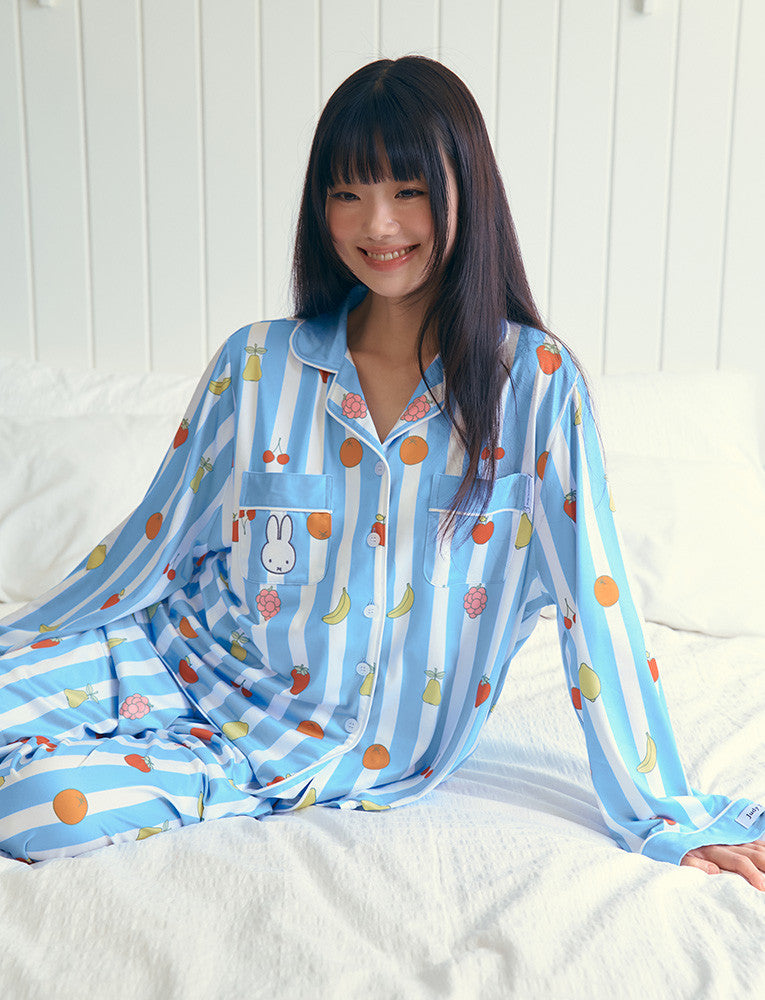 [Judy N X MIFFY] Miffy Big Fruits Peach Fleece Long Sleeve Pajama Set Judy N  DKshop