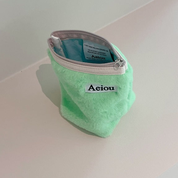 Aeiou Basic Pouch (M size) Fur Mint Green Aeiou  DKshop