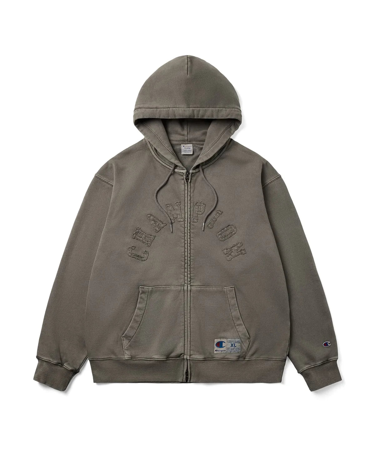 [CHAMPION X V] Arch Logo Loose-Fit Appliqué Dyed Zip-Up Hoodie CHAMPION  DKshop