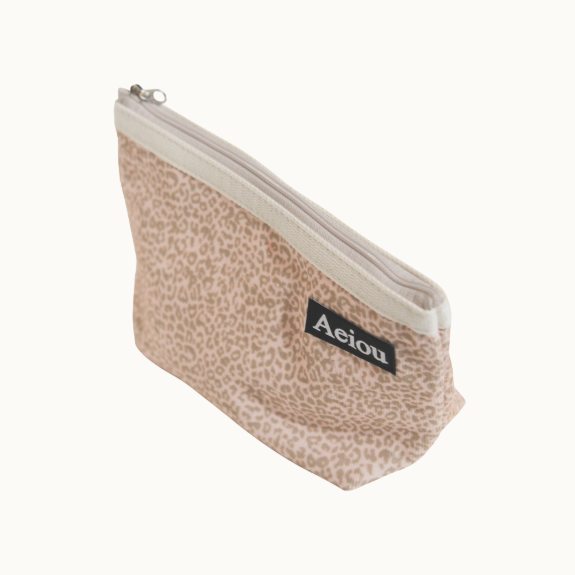 Aeiou Basic Pouch (L size) Leopard Pink Corduroy Aeiou  DKshop
