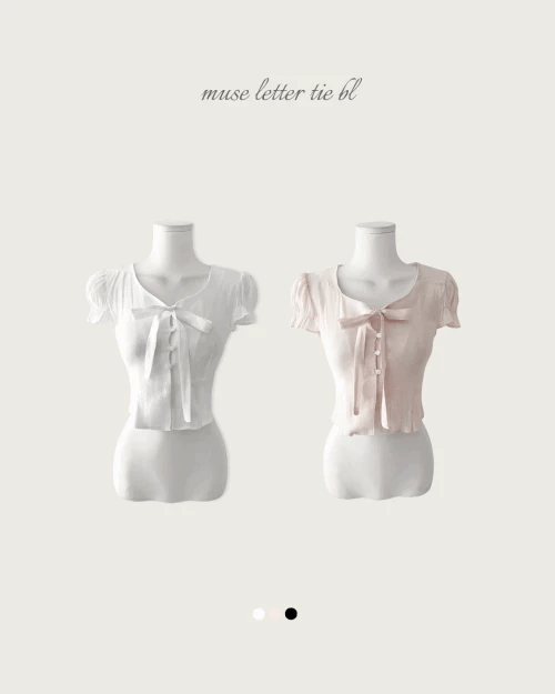 CLOUDEMOTION Muse Letter Tie Blouse CLOUDEMOTION  DKshop