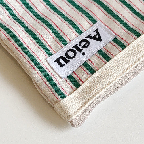 Aeiou Basic Pouch (M size) Merry Green Stripe Aeiou  DKshop