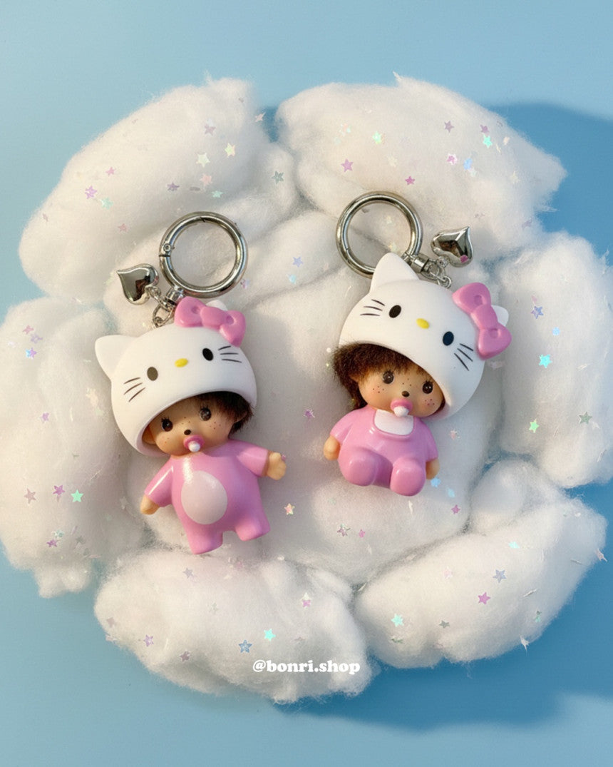 [Bonri] Pink Kitty Monchhichi Keyring Charm Bonri  DKshop