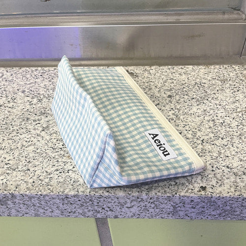 Aeiou Basic Pouch (L size) Soft Water Check Aeiou  DKshop