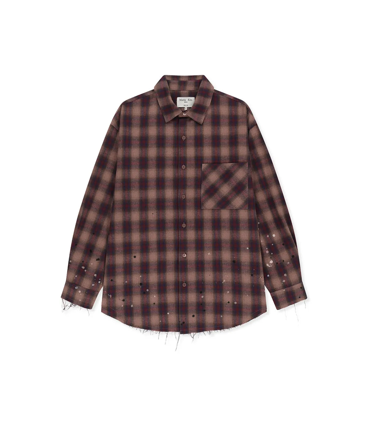 [MATIN KIM] PAINT EFFECT FLANNEL CHECK SHIRT (Stray Kids Lee Know wear) Matin Kim  DKshop