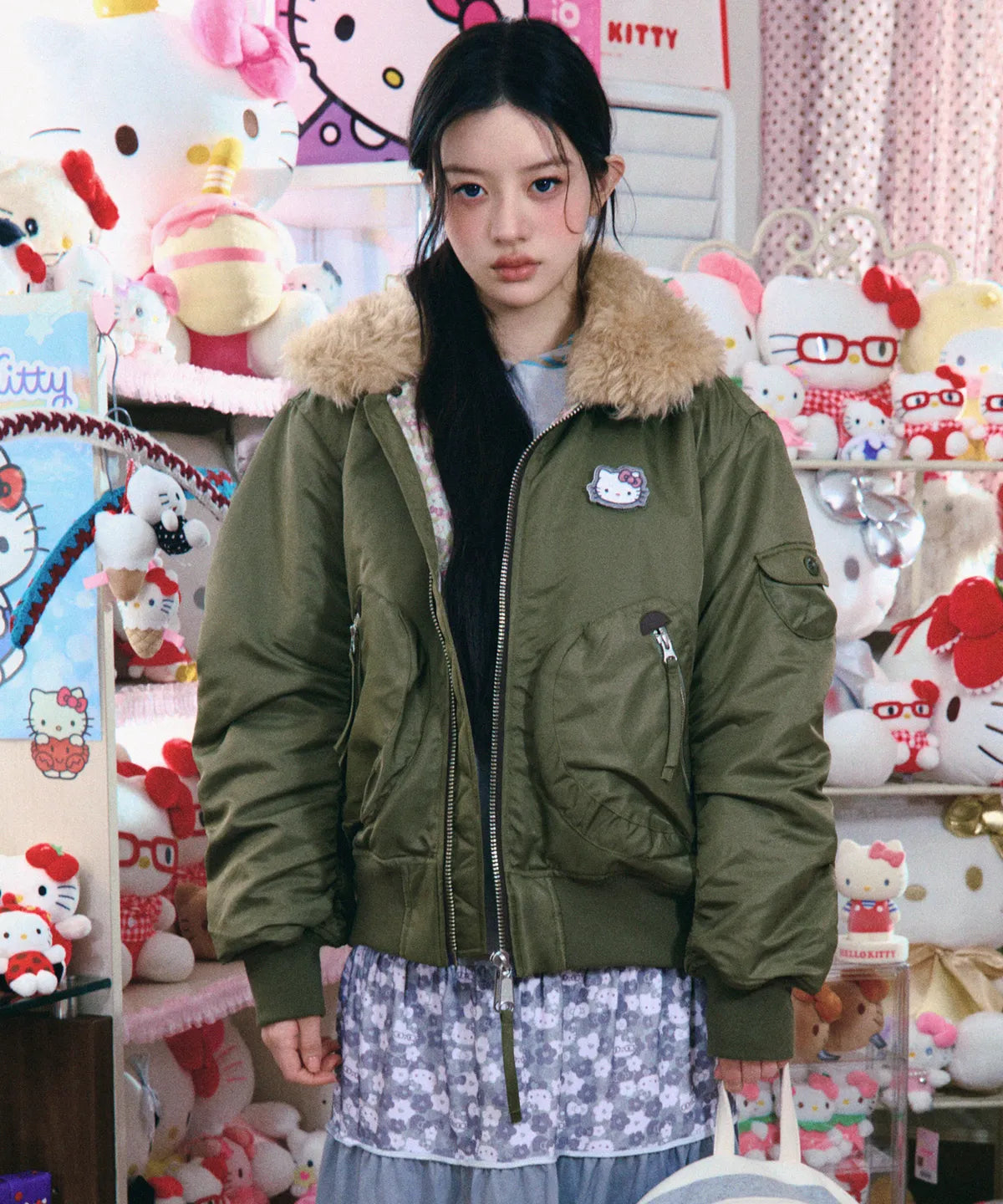 [aeae X Hello Kitty] BOMBER JACKET (ILLIT MINJU WEAR) aeae  DKshop