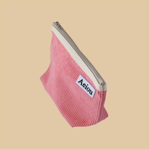 Aeiou Basic Pouch (L size) Flamingo Pink Corduroy Aeiou  DKshop